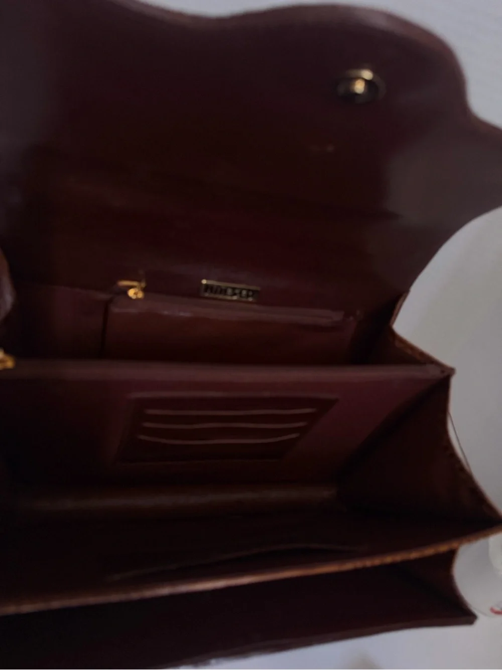 Haesed Crocodile Brown Two-Tone Top Handle